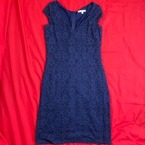 Navy blue formal midi dress